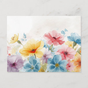 Carte postale florale aquarelle colorée