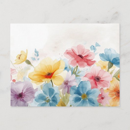 Carte postale florale aquarelle colorée (Devant)