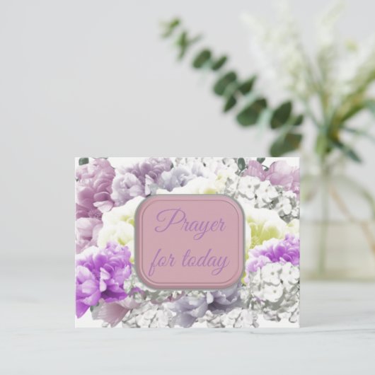 Carte postale florale avec une écriture sainte pou (Debout devant)