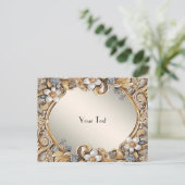 Carte postale florale blanche or décorative (Debout devant)