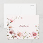 Carte postale florale blanche rose élégante (Devant / Derrière)