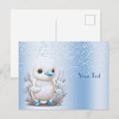 Carte postale florale bleue de canard blanc (Devant / Derrière)