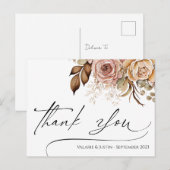 Carte postale florale bohème aquarelle Merci (Devant / Derrière)