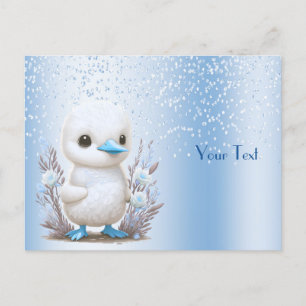 Carte postale florale canard blanc bleu