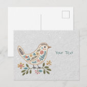 Carte postale florale colorée Little Bird (Devant / Derrière)