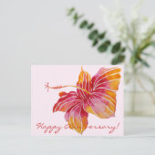 Carte postale florale d'anniversaire Hawaï (Debout devant)