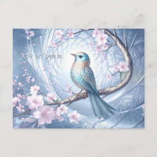 Carte postale florale de l'oiseau bleu