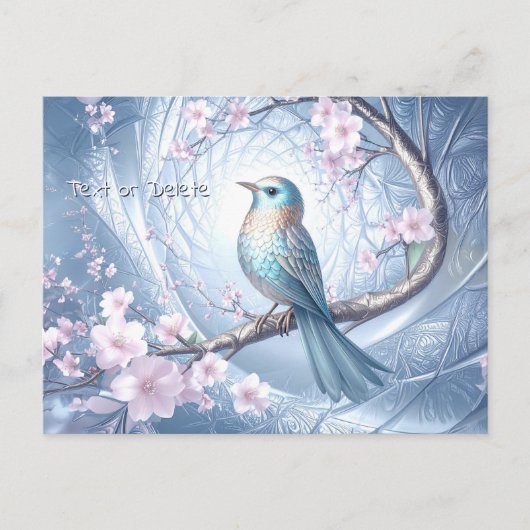 Carte postale florale de l'oiseau bleu (Devant)