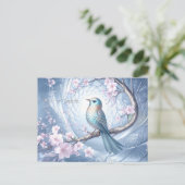 Carte postale florale de l'oiseau bleu (Debout devant)