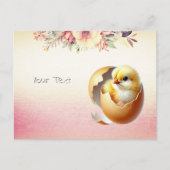 Carte postale florale de poulet éclosant (Devant)