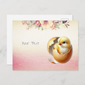 Carte postale florale de poulet éclosion (Devant / Derrière)