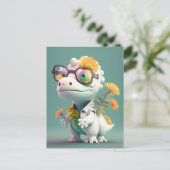 Carte postale florale du docteur dinosaure mignon (Debout devant)