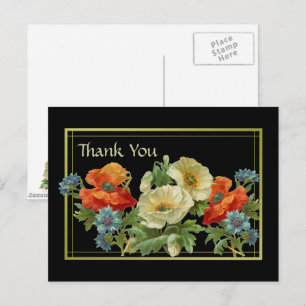 Carte postale florale du Merci du pavot et des fle