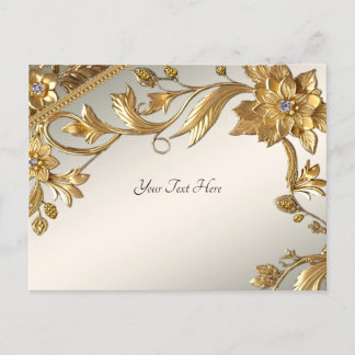Carte postale Florale Feuille Golden Wavy