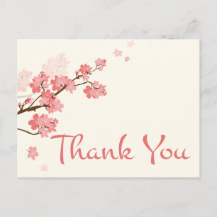Carte postale florale Merci rose cerisier