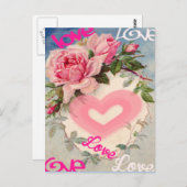 carte postale florale mignonne, amour (Devant / Derrière)