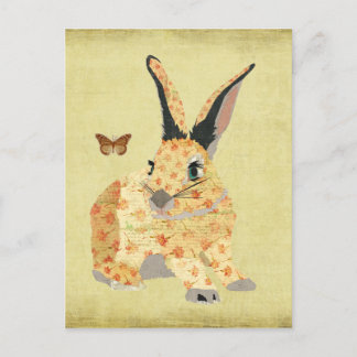 Carte postale florale minable de lapin