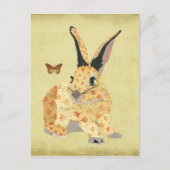 Carte postale florale minable de lapin (Devant)