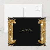 Carte postale florale ornée de noir or (Devant / Derrière)