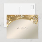 Carte postale florale ornée d'or (Devant / Derrière)