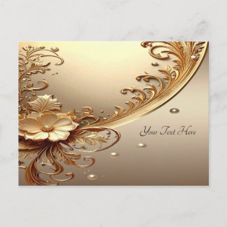 Carte postale florale ornée dorée