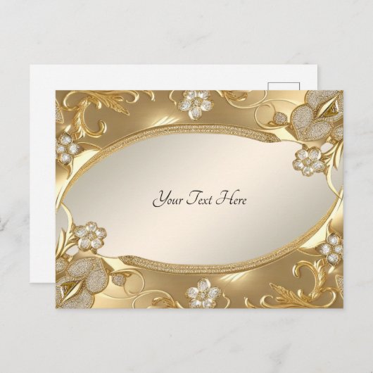 Carte postale Florale Ornée Or (Devant / Derrière)