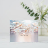 Carte postale florale pêche blanche (Debout devant)