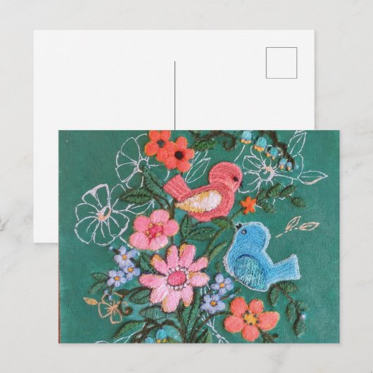 carte postale florale peinte (Devant / Derrière)