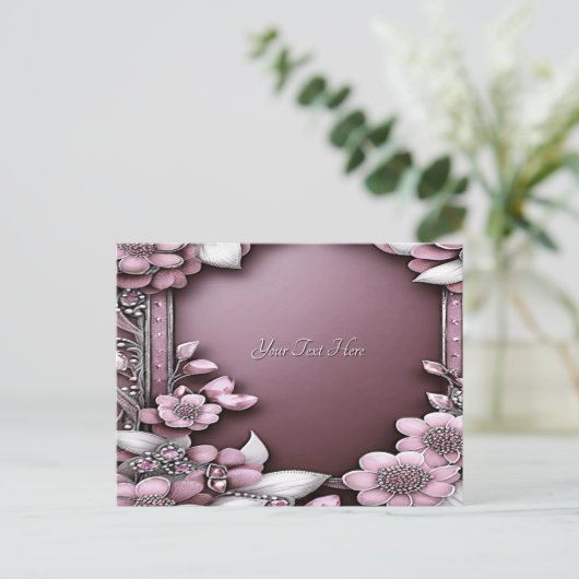 Carte postale florale rose (Debout devant)