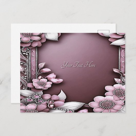 Carte postale florale rose (Devant / Derrière)