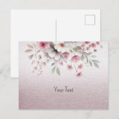 Carte postale florale rose blanc moderne (Devant / Derrière)