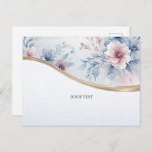 Carte postale florale rose bleue aquarelle (Devant / Derrière)