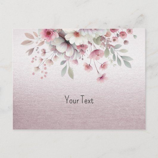 Carte postale florale rose et blanche moderne (Devant)