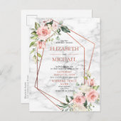 Carte postale florale rose géométrique en cuivre (Devant / Derrière)