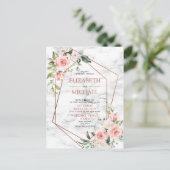 Carte postale florale rose géométrique en cuivre (Debout devant)