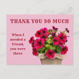 Carte postale florale rose Merci