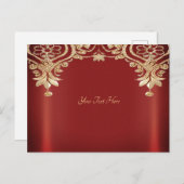 Carte postale florale rouge or moderne (Devant / Derrière)