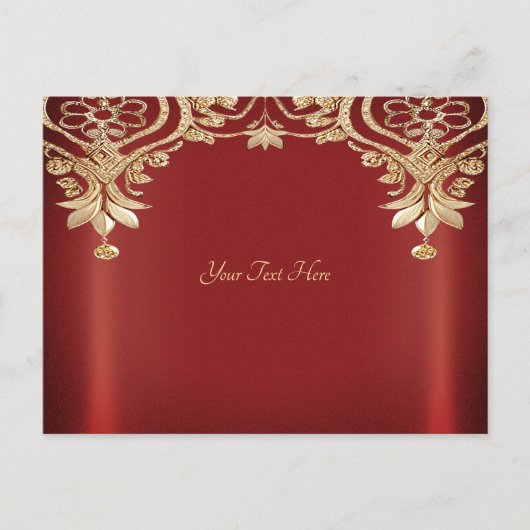 Carte postale florale rouge or moderne (Devant)