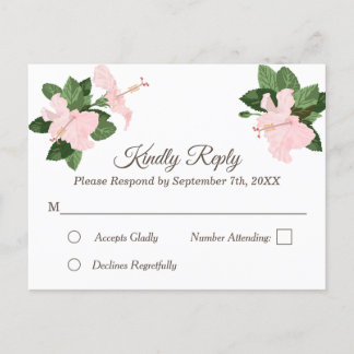 Carte postale florale RSVP avec Hibiscus blanc
