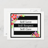 Carte Postale Florale "Self Love". (Devant / Derrière)
