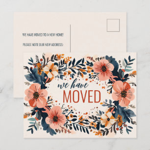 Carte Postale Florales Chic Muted Nous Avons Déménagé Une Nouvel