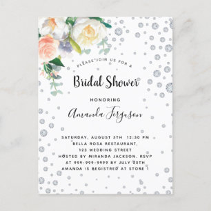 Carte Postale Florals rose blanche or glamour douche nuptiale