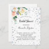 Carte Postale Florals rose blanche or glamour douche nuptiale (Devant / Derrière)