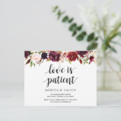 Carte Postale Floraux Bourgogne, Faire-part de mariage Reportée (Debout devant)