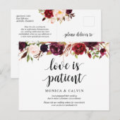 Carte Postale Floraux Bourgogne, Faire-part de mariage Reportée (Devant / Derrière)