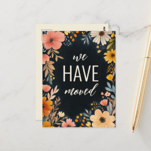 Carte Postale Floraux d'aquarelle gras Nous avons déplacé une no