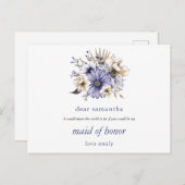 Carte Postale Floraux Lilac violet Maid of Honor Request (Devant / Derrière)