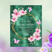 Carte Postale Floraux vert émeraude rose quinceanera