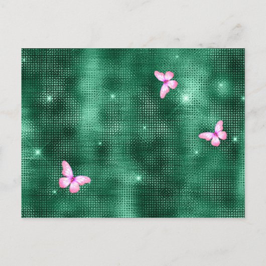 Carte Postale Floraux vert émeraude rose quinceanera (Dos)