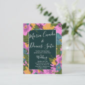 Carte Postale Flore à la main Mariage vert rose gras (Debout devant)